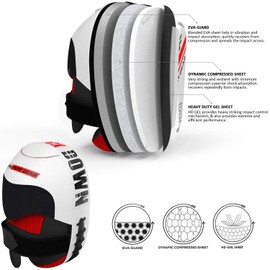 AQF Boxing Pads Adult, Muay Thai Training Focus Pads, Rex Leather Kickboxing Foam Pads (White)