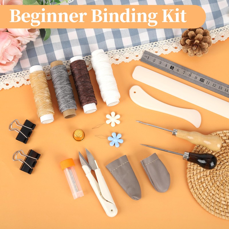 FUXAFU 39 Pcs Bookbinding Tools Kit with Bone Folder, Waxed