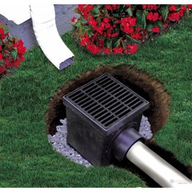 NDS 900BKITRTL1PK Square Catch Basin Drain Kit with 2-Opening Catch Basin Drain, 2 Adapters, 1 Outlet Plug, 1 Plastic Drain Grate, 9-Inch, for Lawns, Landscaped Areas, Black