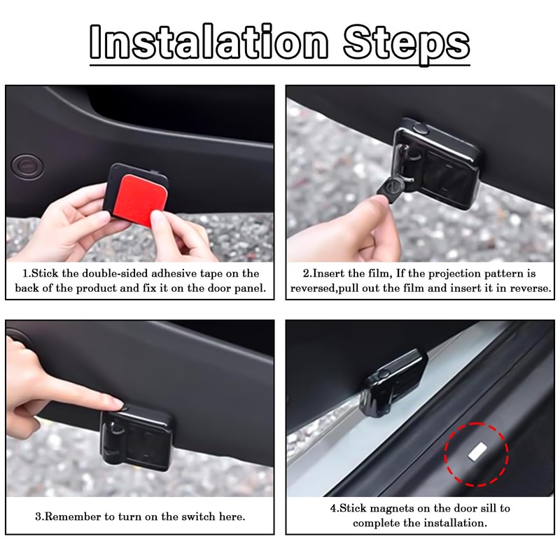 2PCS Cute Kitten Car Door Lights Projector, Universal Car Door