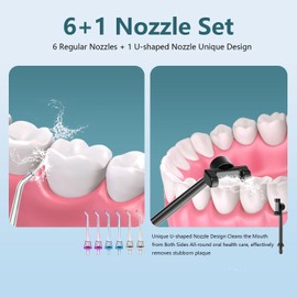 Water Flosser,Water Dental Flosser Pick for Teeth,Grinest 7 Modes Rechargeable Cordless Oral Irrigator Portable IPX7 Waterproof Tooth flossers for Home Travel-Black