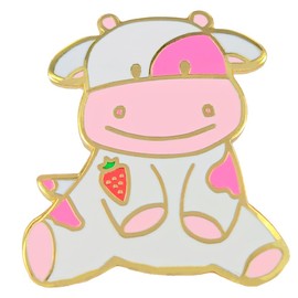 Leraverppy Cute Pink Strawberry Cow Enamel Pin Kawaii Cartoon Brooch Funny Animal Badge Daily Gift For Man Women Decor DIY Accessories Denim Jacket Backpack Hat Shirt Sleeves Decoration Jewelry,