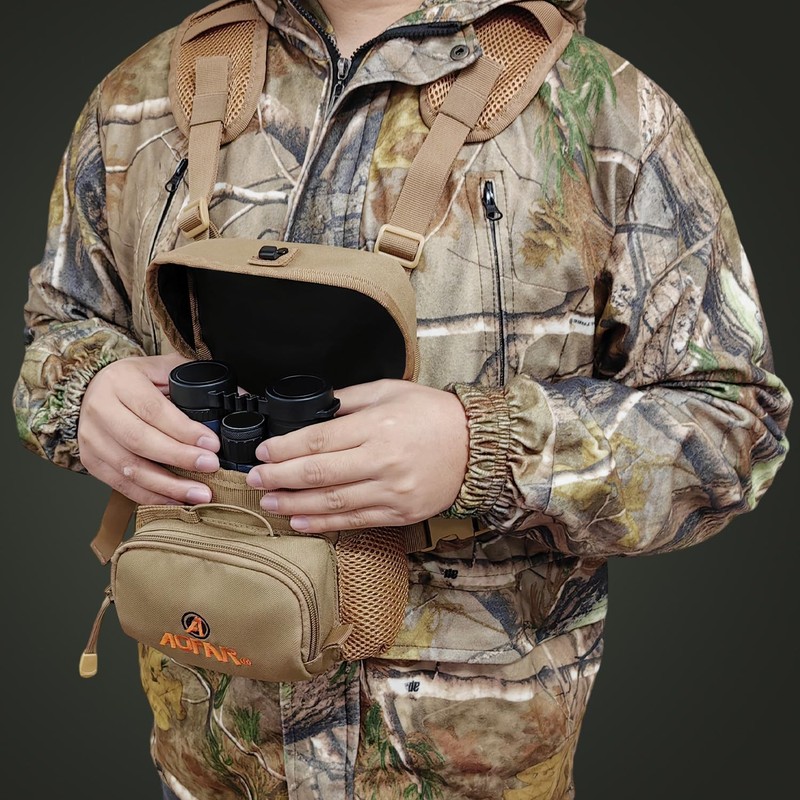 AOFAR Binoculars Case, Khaki, Large Capacity, Lightweight, Abrasion Resistant Oxford,