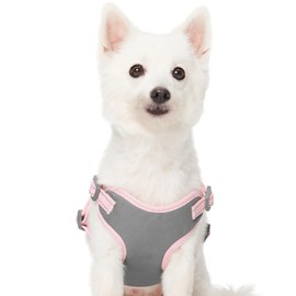 Blueberry Pet Essentials Pastel Color Reflective Matching Dog Harness Vest and Seatbelt Set in Baby Pink, Adjustable Harness with Durable Safety Car Vehicle Seatbelt for Medium Dogs