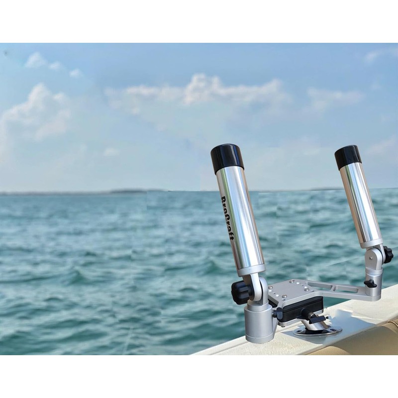 Brocraft Downrigger Dual Axis Adjustable Rod Holder, silver