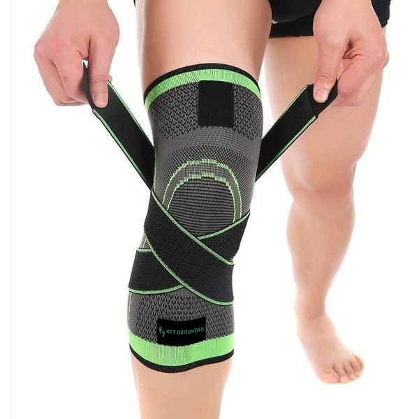 Get grounded Adjustable Knee Sleeves - Knee Brace 2 Pack Knee Brace with Adjustable Strap Compression Knee Sleeves for Running, Joint Pain, Arthritis, Meniscus Tear