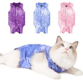 Cat Recovery Suit for Skin Diseases Breathable Cat Onesie After Surgery Recovery Suit for Cats E-Collar Alternative for Cats and Dogs Anti Licking Pajama Suit (Blue S)