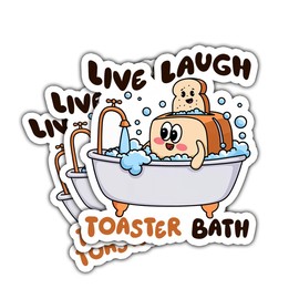 3 Pcs Live Laugh Toaster Bath Sticker, Sticker Bomb Pack Adults, Funny Sarcastic Dark Humor Stickers - Vinyl Sticker 3x3 for Water Bottles Laptop Phone Car Helmet Hard Hat