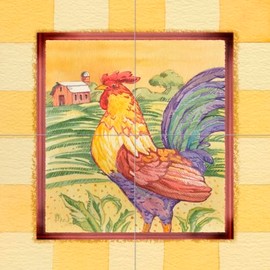 Ceramic Backsplash Tile Mural Rooster Hen Chicken Kitchen/Bathroom - Farmhouse Rooster - Paul Brent