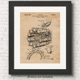 Vintage Airplane Jet Engine Patent Prints, 1 (11x14) Unframed Photos, Wall Art Decor Gifts Under 20 for Home Office Man Cave School Student Teacher Coach Aircraft Pilot Aviation NASA Wright Engineer