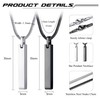 JeweBella 2PCS Mens Necklaces Stainless Steel Bar Pendant Necklace Cuboid