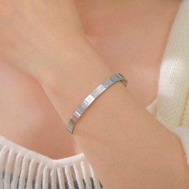 Amaxer Shema Yisrael Bracelet for Women Shema Israel Prayer Jewish Judaica Hebrew Kabbalah Blessing Religious Open Adjustable Bangle, Unit size, Stainless Steel, Stainless Steel