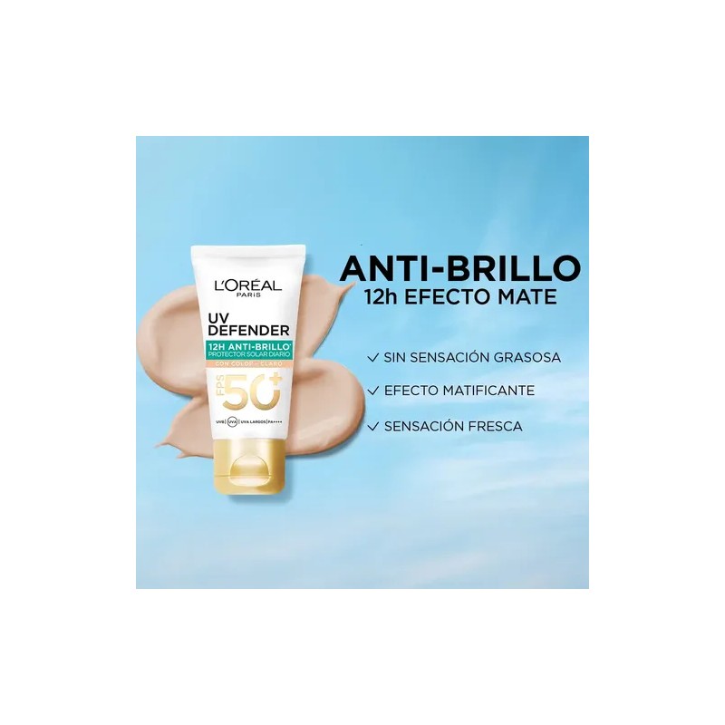 Bloqueador Uv Defender Antibrillo Tono Claro Spf50 40g
