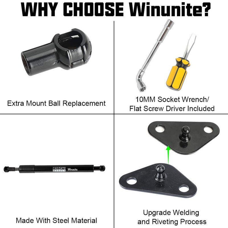 Winunite Compatible with 2015-2025 F150 Tailgate Assist – Stainless Steel