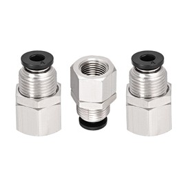 M METERXITY 3 Pack 1/8 BSPT Push Lock Fitting - Straight Bulkhead Union, Push to Connect Fittings, Apply to Pneumatic System (6mm, Silver)