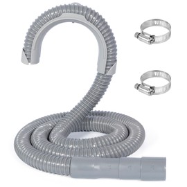 6ft Washing Machine Drain Hose, Universal Corrugated Discharge Hose Replacement for Whirlpool, GE, Kenmore, Flexible Installation Washer Hose Drain, with Clamp and Hook