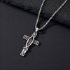 ROMANTICWORK Cross Necklace for Men 925 Sterling Silver Christian Fish