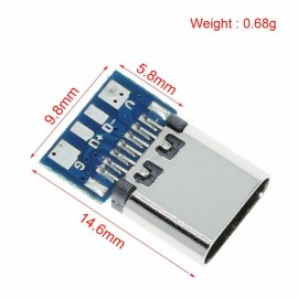 Universal 10Pair USB 3.1 TypeC Male+Female DIY Solder Plug PCB Connector Socket Repair NEW