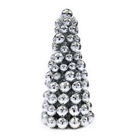 Costyleen 16 Inch Christmas Ball Tree Fireplace Table Decoration Home Party Decorative Ball Ornaments Xmas Tree Decors Silver
