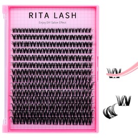 Flora Lash Clusters Hybrid Volume Wispy Cluster Lashes WideSpan DIY Eyelash Extension Cat Eye Lashes Individual Eyelash Clusters Invisible Lash Band(Flora,8-18mm)