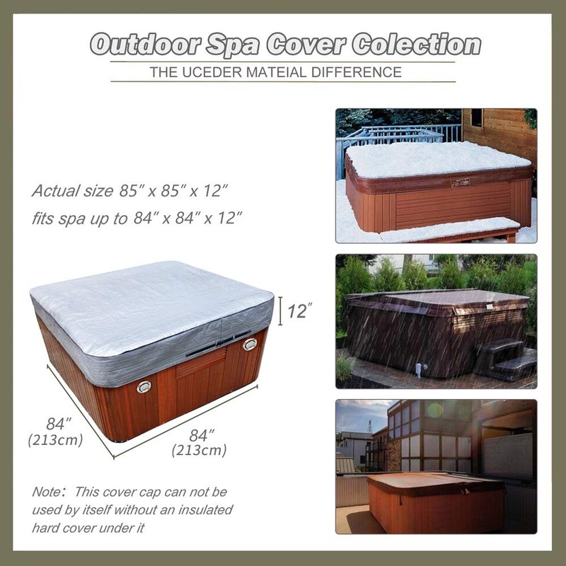 UCEDER Waterproof Hot Tub Cover 170G Polyethylene Spa Cover and