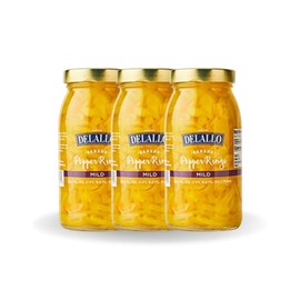 DeLallo Mild Banana Pepper Rings, 25.5 Ounce Jar 3 Pack, Zesty Yellow Pickled Pepper Rings for Pizzas & Sandwiches, 100% Cured, Non-GMO, Vegan, Grown in USA