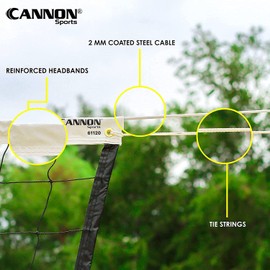 Cannon Sports Regulation Volleyball Net - Durable Indoor Outdoor Net (32 FT Length x 3 FT High) for Competition, Backyard, Gym, Training, & Beach Play - Pro Quality 2mm Coated Steel Cable - Easy Setup