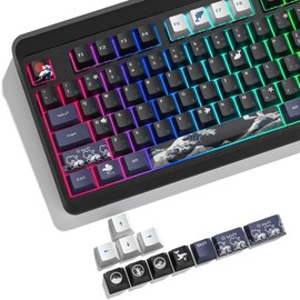 Womier PBT Keycaps 60 65 75 100 Percent, Cherry Profile Keycaps, Custom Keyboard Keycaps Set Dye-Sublimation for Most 60% 75% TKL, 100% Gateron Cherry MX Switches Mechanical Keyboard, Black