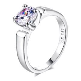 Camimi Anillo Compromiso  Plata Gran Calidad Chapado En Oro Blanco