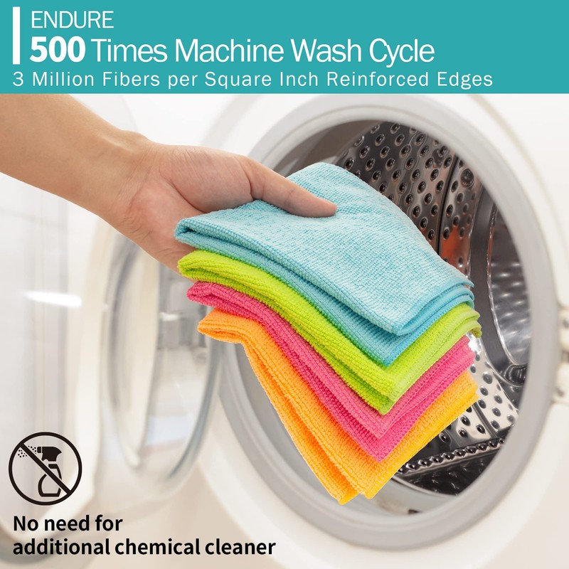 HOMERHYME Microfiber Cleaning Cloth, 12 Pack Cleaning Rags, 12" x