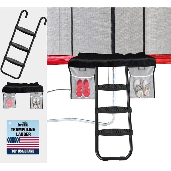 Eurmax USA Universal Easy-to-Assemble Trampoline Ladder, 3 Steps with Wide