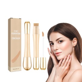 Foundation and Concealer 2 in 1 Concealer Foundation Double Head Concealer, Keeps Makeup Moisturising and Moisturising, Naturally Brightening Concealer Against Acne Spots