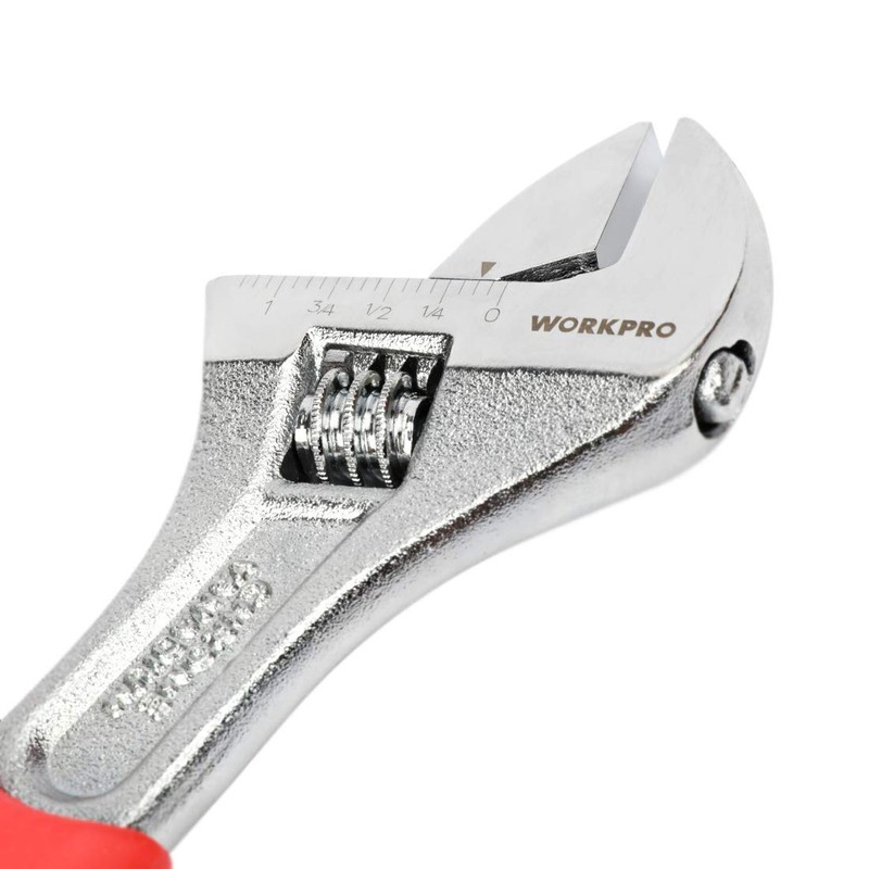 WORKPRO 3-piece Adjustable Wrench Set CR-V with Rubberized Anti-Slip Grips