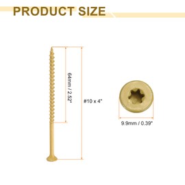 sourcing map 50pcs Deck Screws #10 x 4" Torx Exterior Wood Screws Rust Resistant Epoxy Coating Outdoor Decking Screw with T25 Star Drive Bit, Screws for Decks Fences Machinery Ship