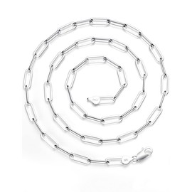 925 Sterling Silver 5mm Paperclip Link Chain Necklace for Women Men Silver Link Chain Necklace for Women 24 Inches