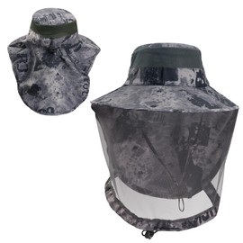 Manfnee Head Net Hat Mosquito Hat Wide Brim with Neck Flap Hiking Gardening Fishing Sun Cap for Men Women