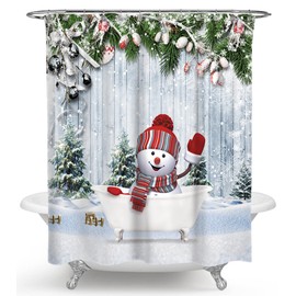 Atwqevon Christmas Shower Curtain, Funny Kids Shower Curtain Set, Shower Curtains for Bathroom, White Shower Curtain Sets, Bathroom Curtains Shower Set for Christmas Bathroom Decor 72"X72"