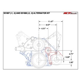 ICT Billet LS Alternator Bracket Complete w/Idler Pulley Factory Low Mount Compatible with Chevy Camaro GTO CNC Machined Aluminum 5.7L 6.0L LS1 LSX LS2 551668-2