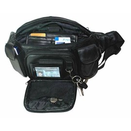 Improving Lifestyles Leather in Chicago Extra Large Mens Womens Black Leather Fanny Pack