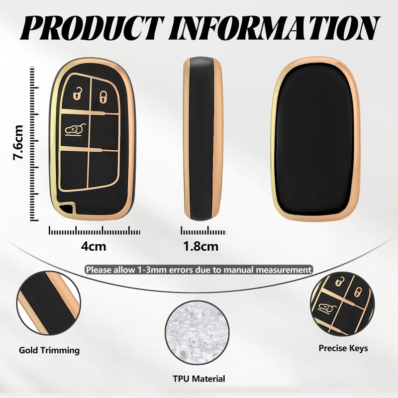TOOMUME Key Cover, Car Key Case Fits Jeep Cherokee Renegade