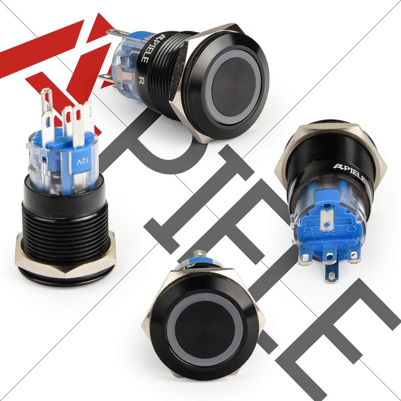APIELE 19mm Momentary Push Button Switch On Off Aluminium Alloy