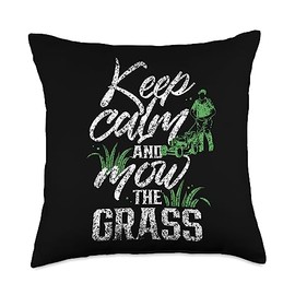 Gardening Lawn Care Lawn Mowing Landscaper Keep Calm Grass Cut Mower Mowing Lawn Throw Pillow, 18x18, Multicolor