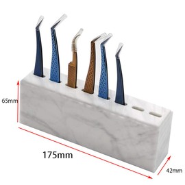 tooloflife Slots Tweezers Stand Holder, Plastic Marble White Tweezers Stand, Eyelash Extension Tweezers Tools, Eyelash Tweezers Storage Holder (Tweezers Not Included)
