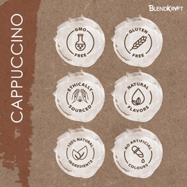 BLENDKRAFT™ CAPPUCCINO - Instant coffee Premix | No Artificial Colors | Small Batch| |100% Arabica | Bold & Rich Aroma- 8.5 Oz 6 SAchet Box