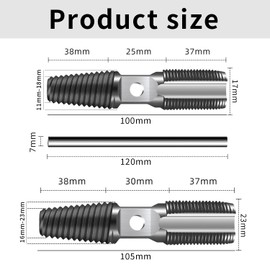 2-in-1 Screw Extractor Set, 1/2 Inch and 3/4 Inch, Double Head Thread Cutter Extractor for Removal Pipe Breakage Screws, Pipe Tap External Thread for Repair of Pipe Thread Connections