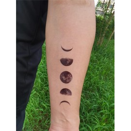 SanerLian Black Geometry Tree Tattoo Sticker Moon Phase Arrow Temporary Fake Tatoo Waterproof Men Women Arm Shoulder Back Body Art 13.8X4cm Set of 12 (SF225)