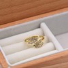 Vescence 18K Gold Plated Dainty Leaf Open Ring Double Leaf