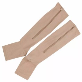 BF-NOW® Vital Socks for Compression and Circulation 3 Pairs Medias de Compresion y Circu - Beige 1Pairs Compression Socks, L/XL (20-30 mmhg), Open Toe Socks with Zipper