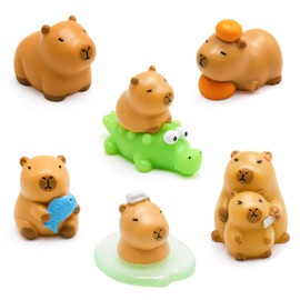 HOMICO Mini Capybara Figurines 8 Pieces Miniature Capybara and Crocodile for Dollhouse Miniatures Mini Resin Animals for Car Dashboard Fairy Garden Capybara Birthday Decorations