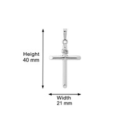 Vanbelle Rhodium Plated 925 Sterling Silver Hollow Cross INRI Pendant Necklace for Men and Women - Classic Design and Lightweighted